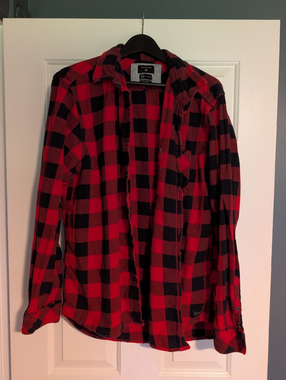 Men's Red and Black Plaid Flannel Shirt